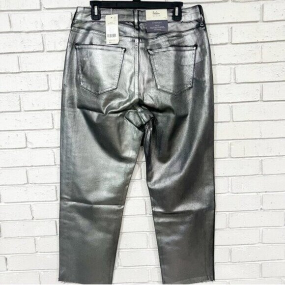 Boden Metallic Denim Straight‑Leg Jeans • Size 12 • Statement Shine - Picture 5 of 9
